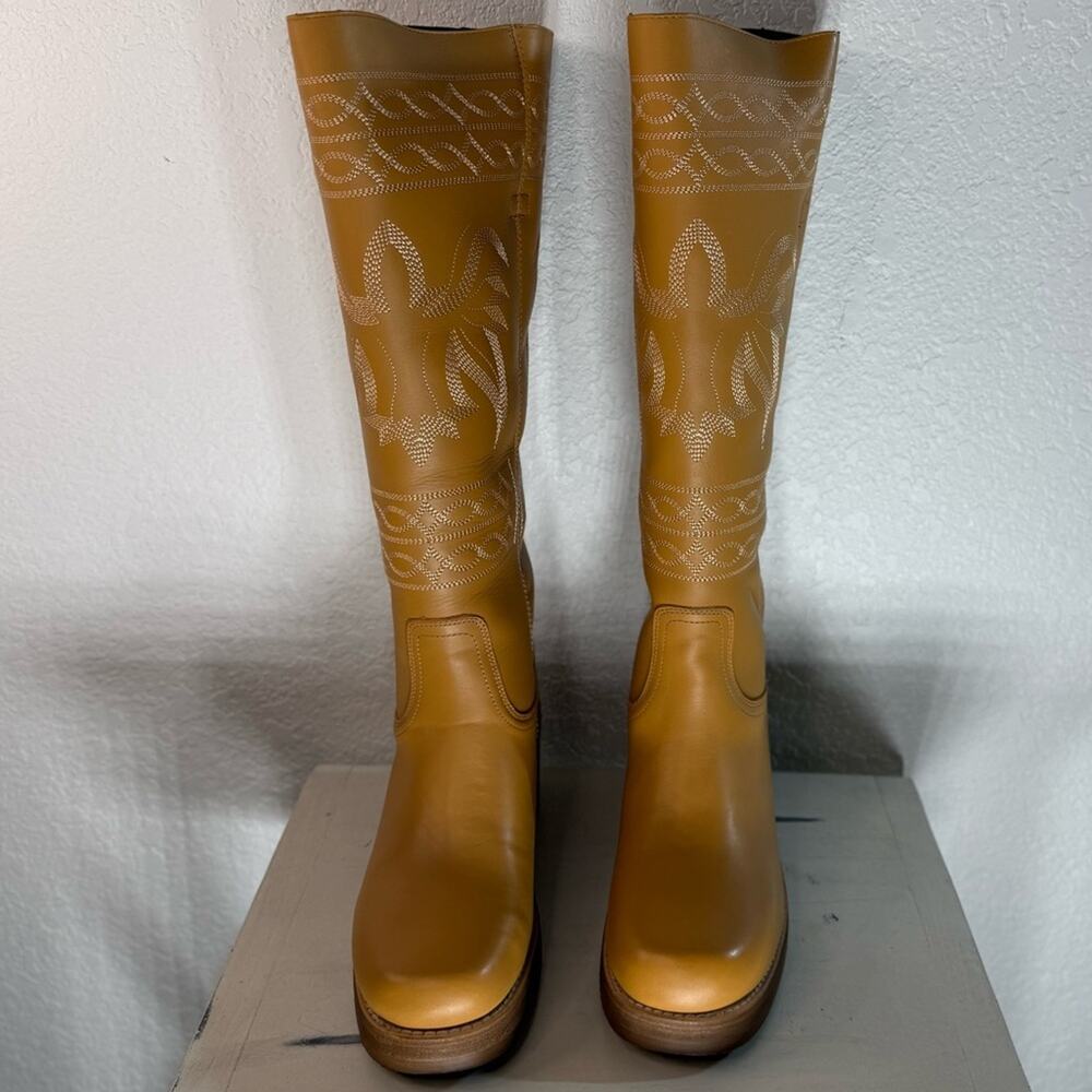 New Dingo Avalon Leather Intricate Stitch Boot Plantain Women's 8.5 Retro Boho